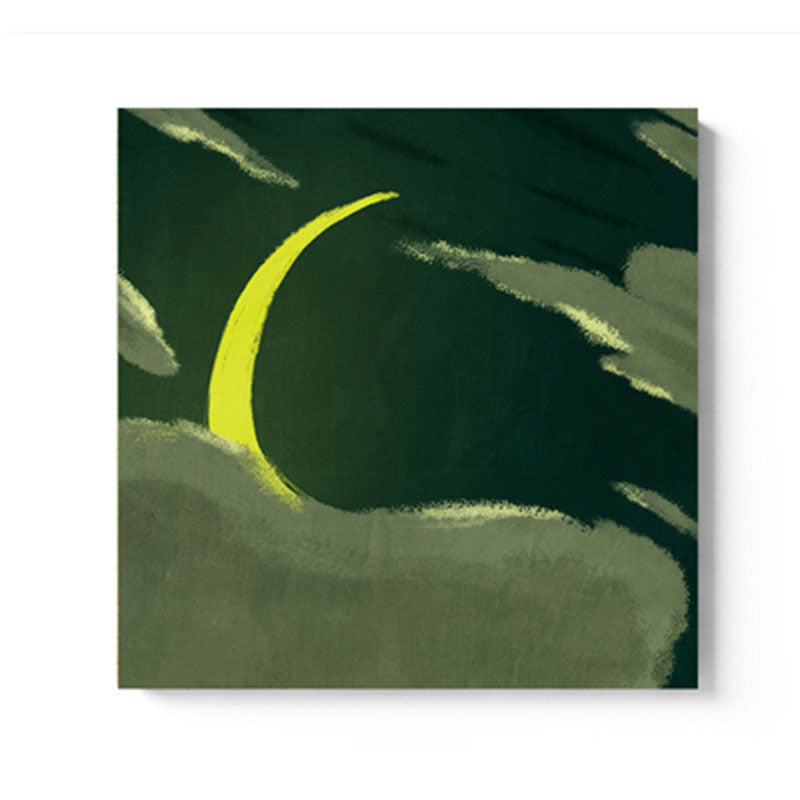 Avelena | Mond Hinter Der Wolke Leinwanddruck Dunkle Farbe Kinderkunst Gemälde für Das Kinderzimmer