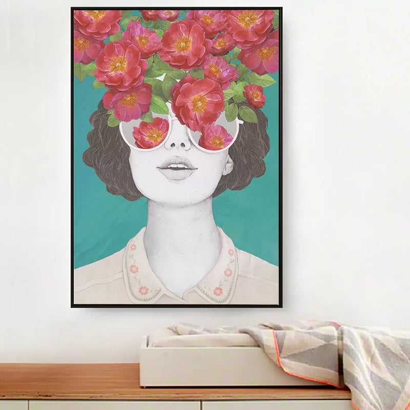 Avelena | Pastellfarbe Junge Frauen Leinwand Glam Stil Texturierte Wandkunst Dekor für Mädchenzimmer