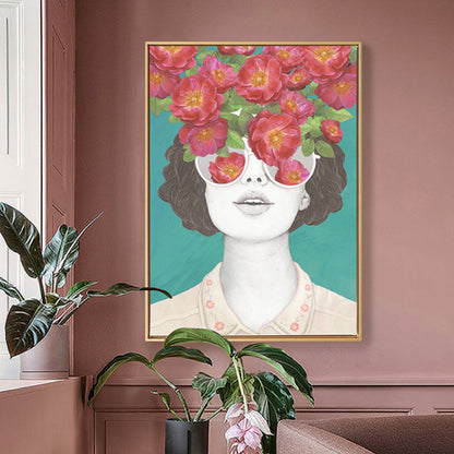 Avelena | Pastellfarbe Junge Frauen Leinwand Glam Stil Texturierte Wandkunst Dekor für Mädchenzimmer