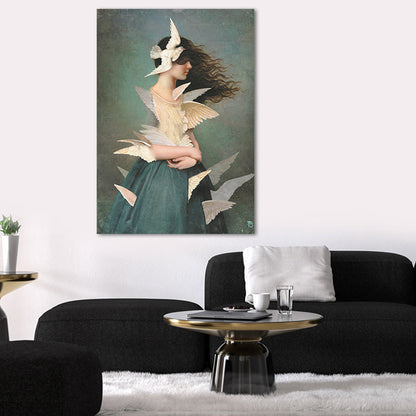 Avelena | Pastellfarbe Junge Frauen Leinwand Glam Stil Texturierte Wandkunst Dekor für Mädchenzimmer