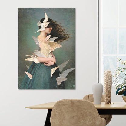 Avelena | Pastellfarbe Junge Frauen Leinwand Glam Stil Texturierte Wandkunst Dekor für Mädchenzimmer