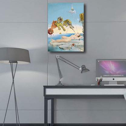 Avelena | Salvador Dali Tiger Gemälde Surrealismus Texturiertes Wohnzimmer Wandkunst Dekor In Blau