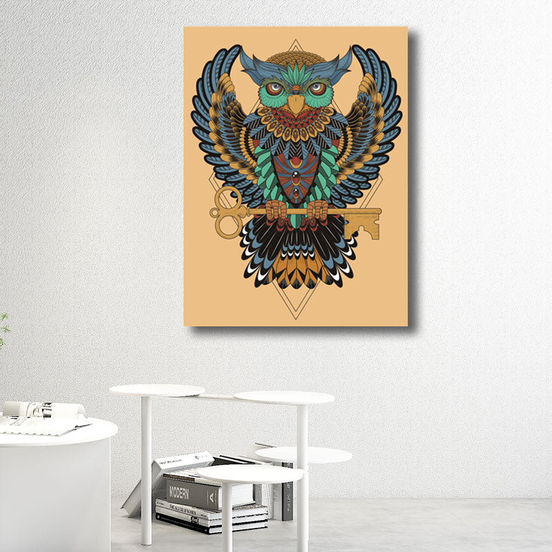 Avelena | Eule Wandkunst Drucken Bohemian Schöner Pfau Leinwand In Braun, Mehrere Größenoptionen
