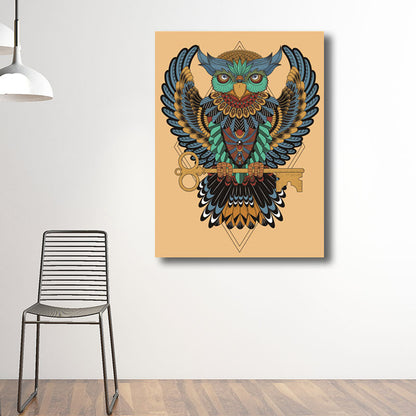 Avelena | Eule Wandkunst Drucken Bohemian Schöner Pfau Leinwand In Braun, Mehrere Größenoptionen