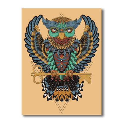 Avelena | Eule Wandkunst Drucken Bohemian Schöner Pfau Leinwand In Braun, Mehrere Größenoptionen