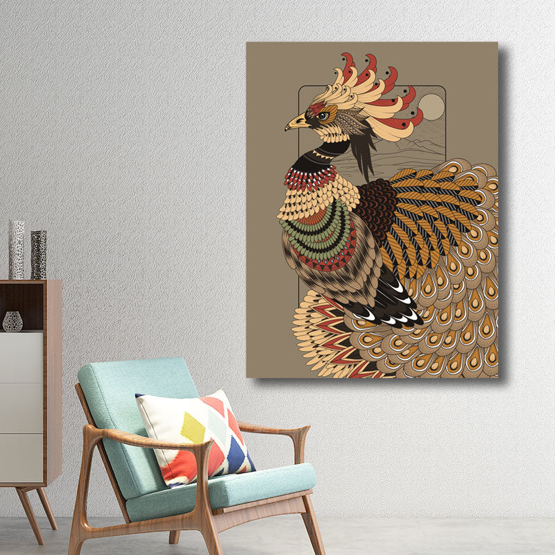 Avelena | Eule Wandkunst Drucken Bohemian Schöner Pfau Leinwand In Braun, Mehrere Größenoptionen