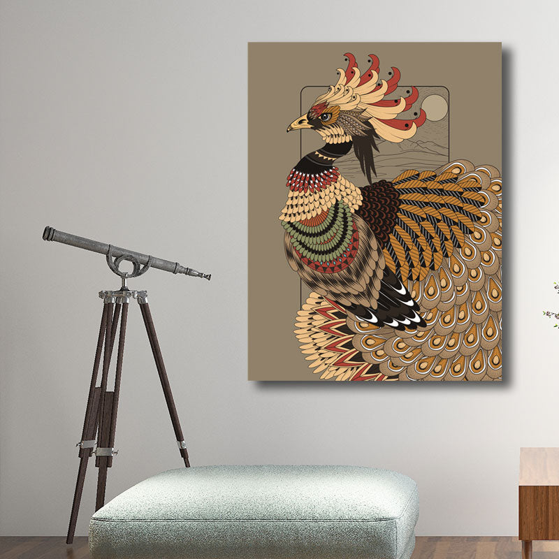 Avelena | Eule Wandkunst Drucken Bohemian Schöner Pfau Leinwand In Braun, Mehrere Größenoptionen