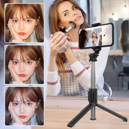 Avelena | Bluetooth-Selfie-Stick-Stativ mit Telefonhalter und Beauty-Fill-in-Beleuchtung