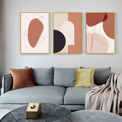 Avelena | Skandinavische Abstrakte Figuren Wandkunst Leinwand Dekoratives Orangefarbenes Gemälde für Das Wohnzimmer