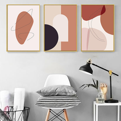 Avelena | Skandinavische Abstrakte Figuren Wandkunst Leinwand Dekoratives Orangefarbenes Gemälde für Das Wohnzimmer