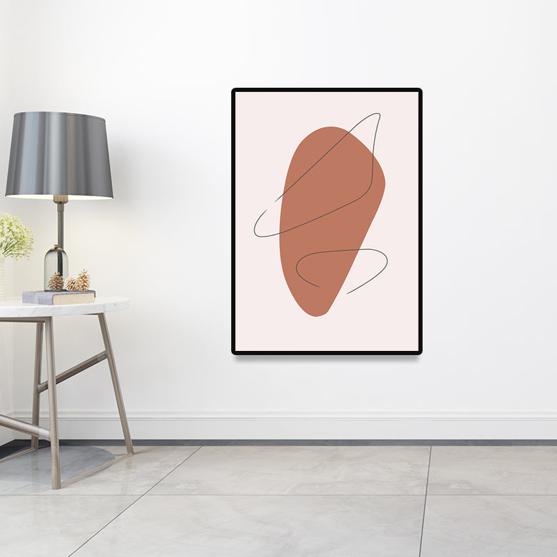 Avelena | Skandinavische Abstrakte Figuren Wandkunst Leinwand Dekoratives Orangefarbenes Gemälde für Das Wohnzimmer