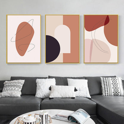Avelena | Skandinavische Abstrakte Figuren Wandkunst Leinwand Dekoratives Orangefarbenes Gemälde für Das Wohnzimmer