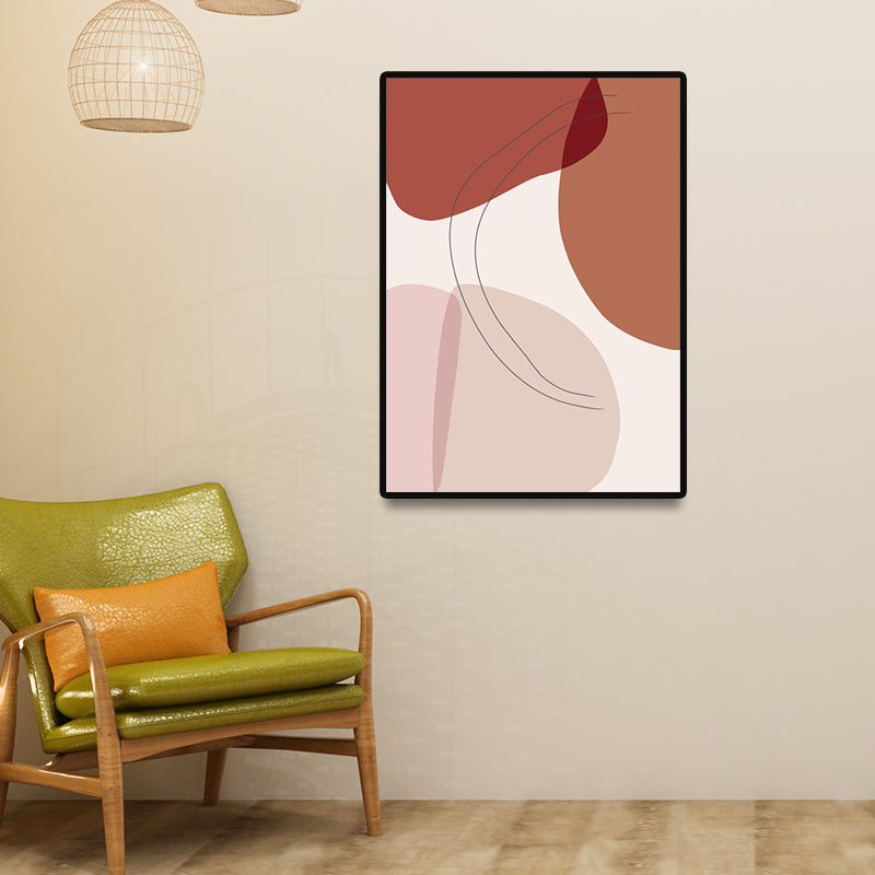 Avelena | Skandinavische Abstrakte Figuren Wandkunst Leinwand Dekoratives Orangefarbenes Gemälde für Das Wohnzimmer