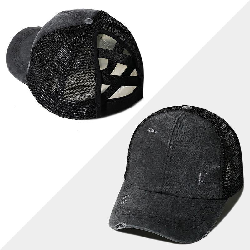 Avelena | Neue Mesh Cross Outout Pferdeschwanz Baseballcap