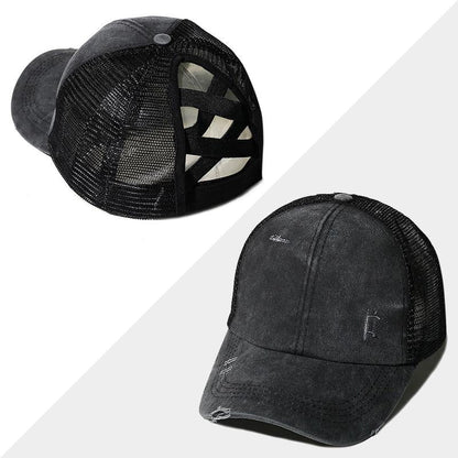 Avelena | Neue Mesh Cross Outout Pferdeschwanz Baseballcap