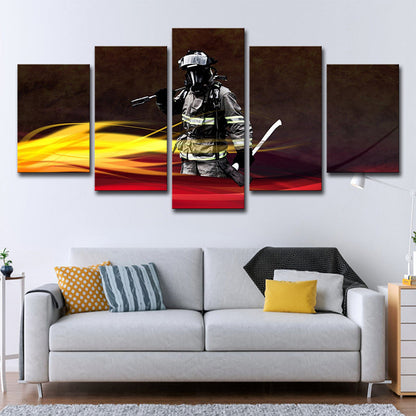 Avelena | Schwarze Zeitgenössische Wandkunst Dekor Digital Gedruckte Feuerwehrmann Leinwand für Das Wohnzimmer