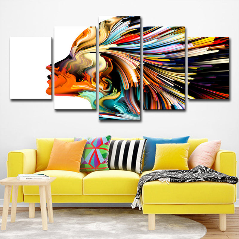 Avelena | Digital Print Frau Wandkunst Gelb-Weiß Modernismus Neuheit Leinwand für Wohnzimmer
