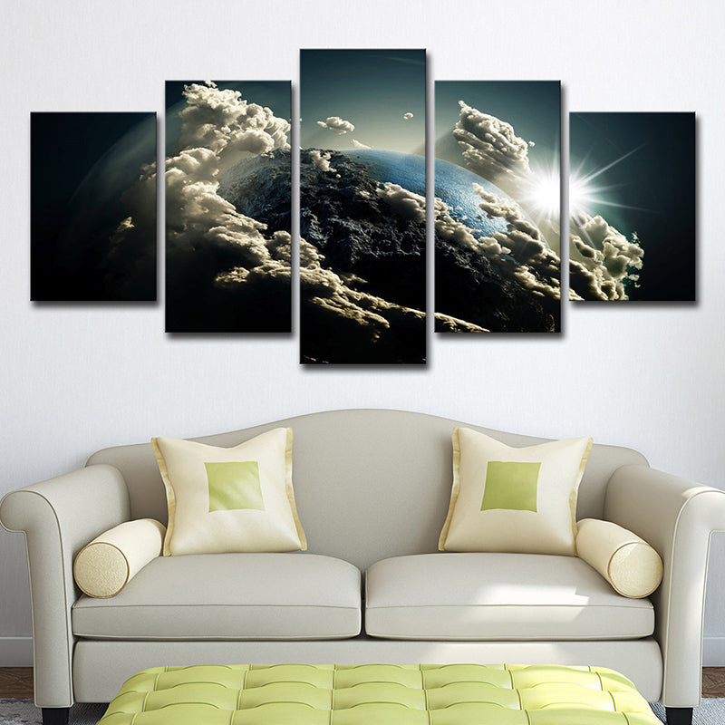 Avelena | Digital Print Planet Leinwand Dunkelblau Science-Fiction Wandkunst für Das Wohnzimmer