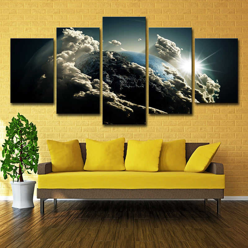 Avelena | Digital Print Planet Leinwand Dunkelblau Science-Fiction Wandkunst für Das Wohnzimmer