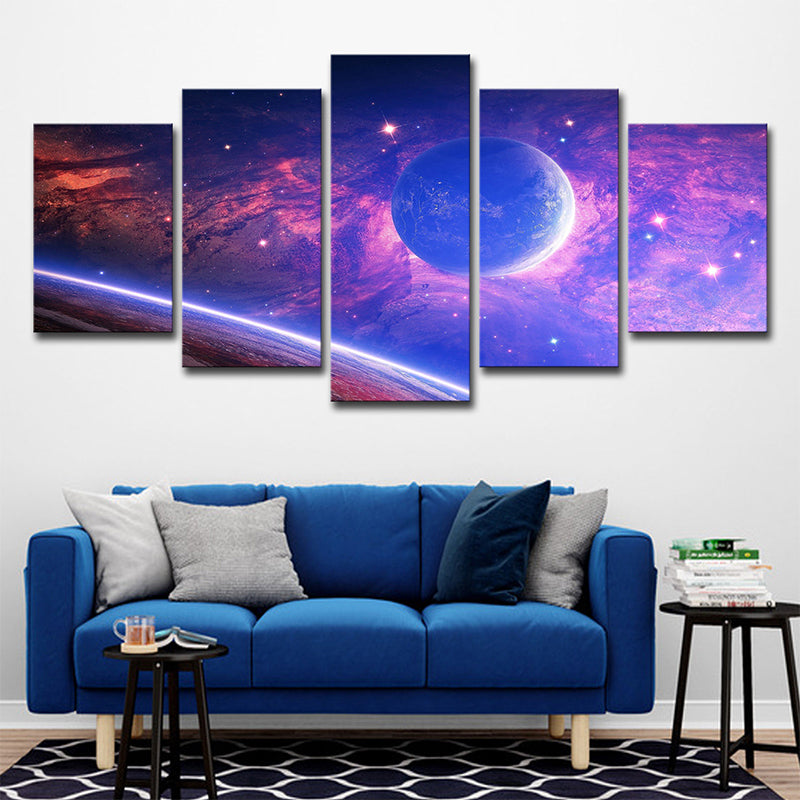 Avelena | Science-Fiction-Wandkunst Lila Universum Planeten Leinwand für Hausinterieur