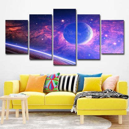 Avelena | Science-Fiction-Wandkunst Lila Universum Planeten Leinwand für Hausinterieur