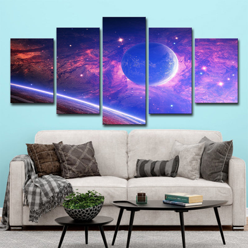 Avelena | Science-Fiction-Wandkunst Lila Universum Planeten Leinwand für Hausinterieur