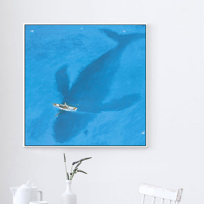 Avelena | Blauer Dolphin und Boot Canvas Texturiertes Tropisches Esszimmer Wanddecor, Mehrere Größen