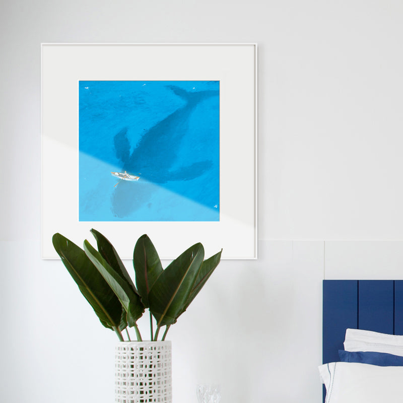 Avelena | Blauer Dolphin und Boot Canvas Texturiertes Tropisches Esszimmer Wanddecor, Mehrere Größen