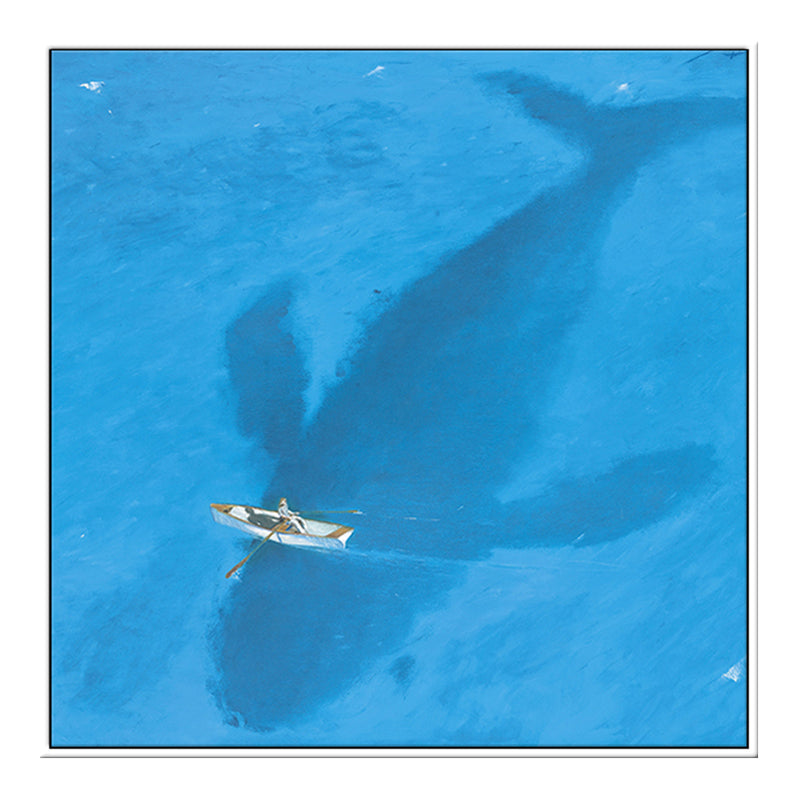 Avelena | Blauer Dolphin und Boot Canvas Texturiertes Tropisches Esszimmer Wanddecor, Mehrere Größen