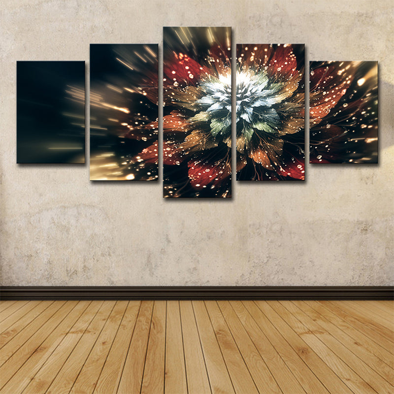 Avelena | Blühende Blumen Wandkunst Dekor Zeitgenössischer Schöner Pflanzen Leinwanddruck In Braun