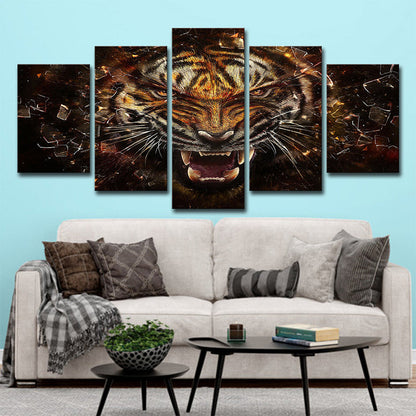 Avelena | Tiger Leinwand Wandkunst Schlafzimmer Digitale Druck Tier Wanddekoration In Gelb, Mehrteilig
