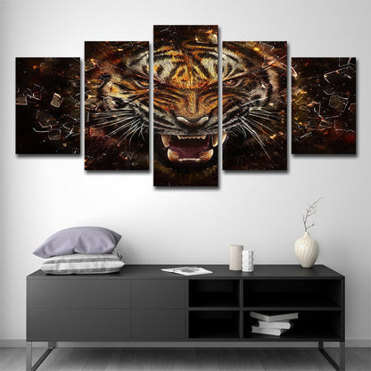 Avelena | Tiger Leinwand Wandkunst Schlafzimmer Digitale Druck Tier Wanddekoration In Gelb, Mehrteilig