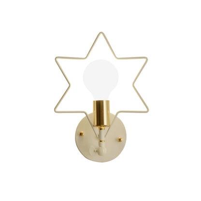 Avelena | Metall Stern/Blume/Liebendes Herz Wandlampe Einfacher Stil 1 Licht Wandmontierte Beleuchtung In Weiß für Das Arbeitszimmer