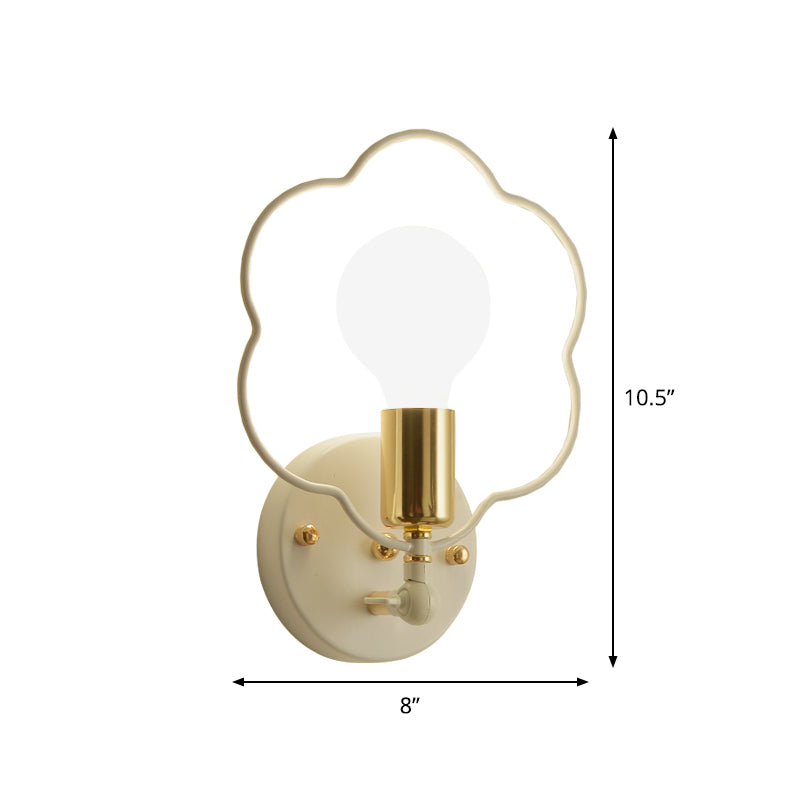 Avelena | Metall Stern/Blume/Liebendes Herz Wandlampe Einfacher Stil 1 Licht Wandmontierte Beleuchtung In Weiß für Das Arbeitszimmer