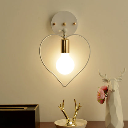 Avelena | Metall Stern/Blume/Liebendes Herz Wandlampe Einfacher Stil 1 Licht Wandmontierte Beleuchtung In Weiß für Das Arbeitszimmer