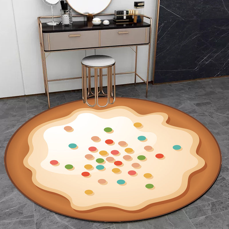 Avelena | Neuheit Kuchen Muster Teppich Braun und Lila Kinder Teppich Polyester Haustierfreundlich Waschbarer Bereich Teppich für das Kinderzimmer