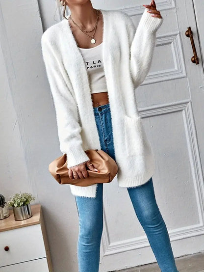 Avelena | Gestrickter Strickjacke In Unifarbe mit Funktionellen Taschen
