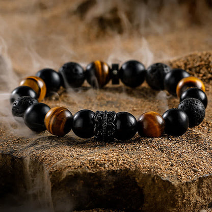 Avelena | Lord Black Warrior Natürliche Kristall Perlenarmband Kraft und Stil In Eins