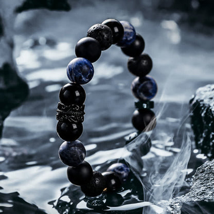 Avelena | Lord Black Warrior Natürliche Kristall Perlenarmband Kraft und Stil In Eins