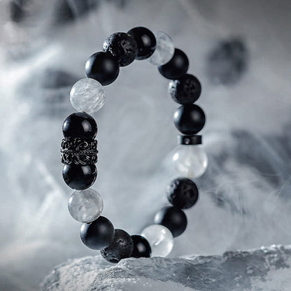 Avelena | Lord Black Warrior Natürliche Kristall Perlenarmband Kraft und Stil In Eins