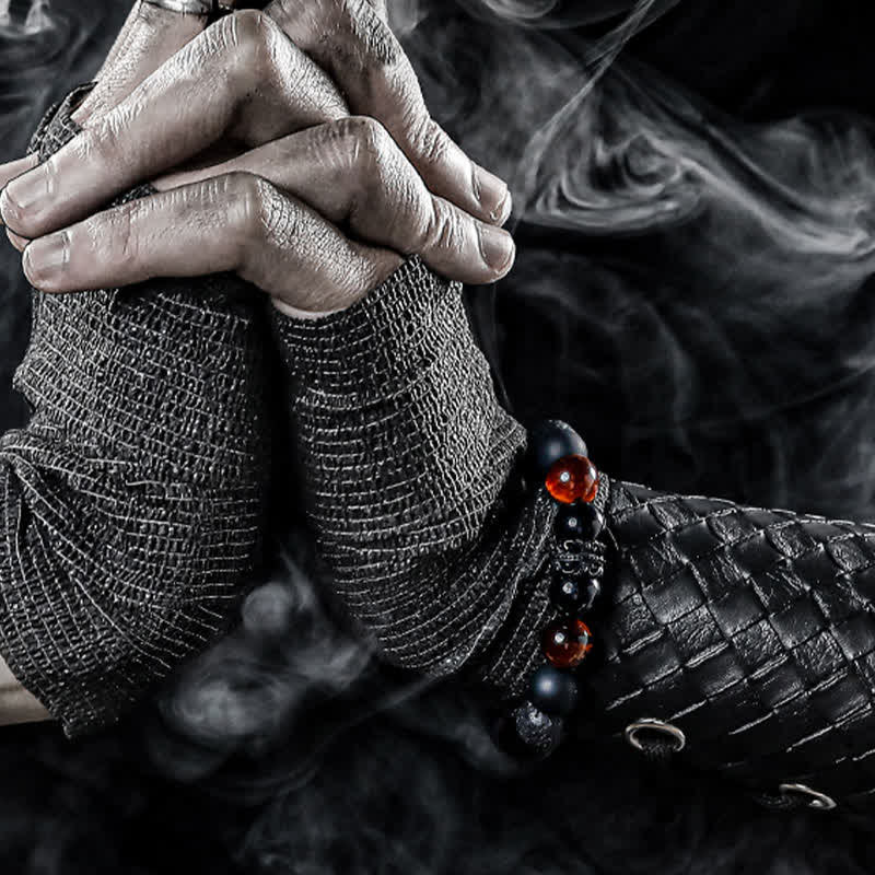 Avelena | Lord Black Warrior Natürliche Kristall Perlenarmband Kraft und Stil In Eins
