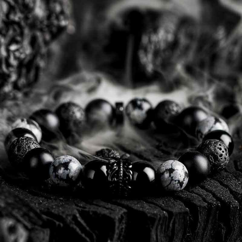 Avelena | Lord Black Warrior Natürliche Kristall Perlenarmband Kraft und Stil In Eins