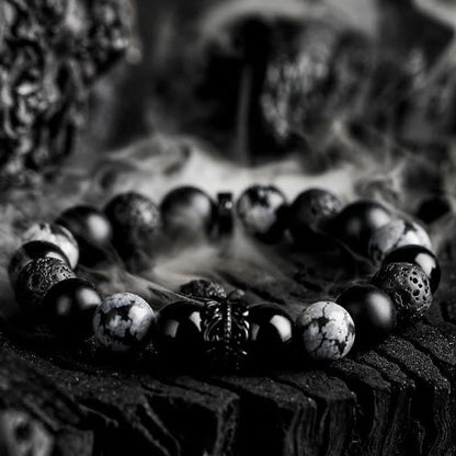 Avelena | Lord Black Warrior Natürliche Kristall Perlenarmband Kraft und Stil In Eins