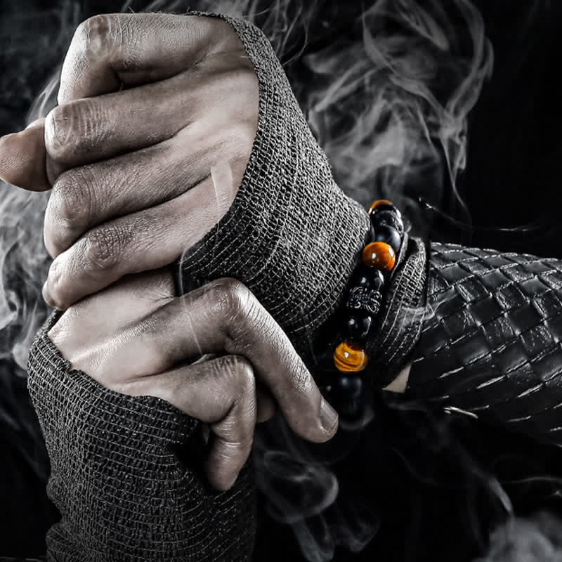 Avelena | Lord Black Warrior Natürliche Kristall Perlenarmband Kraft und Stil In Eins