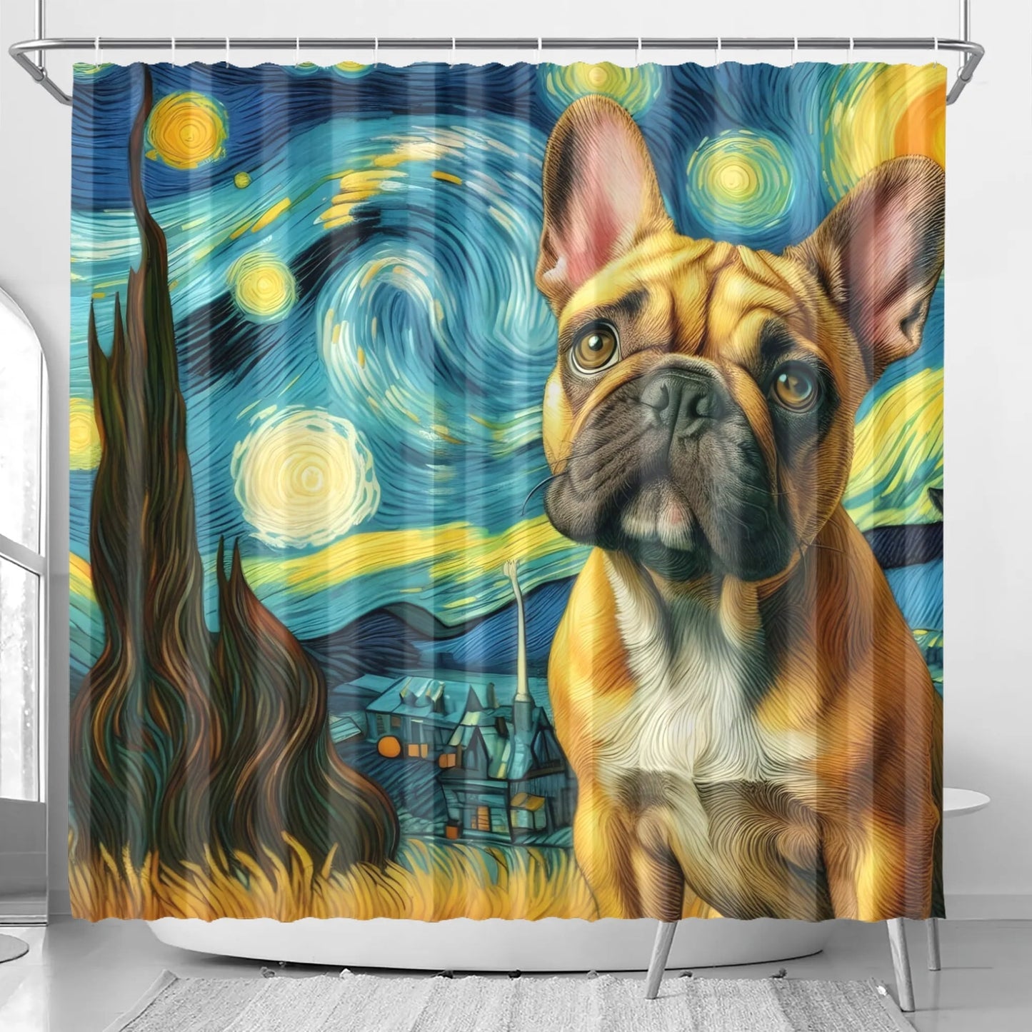 Avelena | Stormy Duschvorhang Für Frenchie-Liebhaber