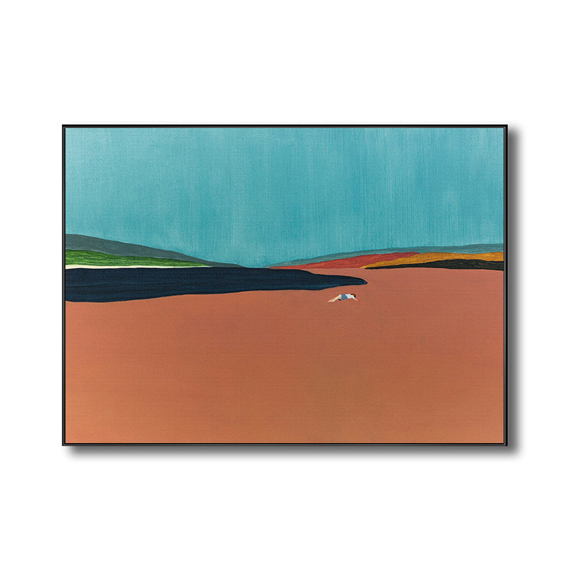 Avelena | Zeitgenössische Flatlands-Szene Leinwand In Orange Texturiert Wandkunst Dekor für Das Badezimmer