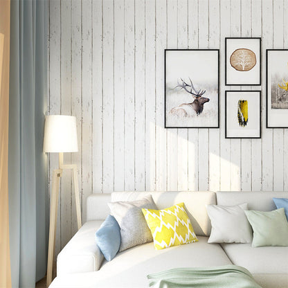 Avelena | Klebende Weiße Holz-Tapete Landhausstil Pvc Wanddekoration für Wohninterieur