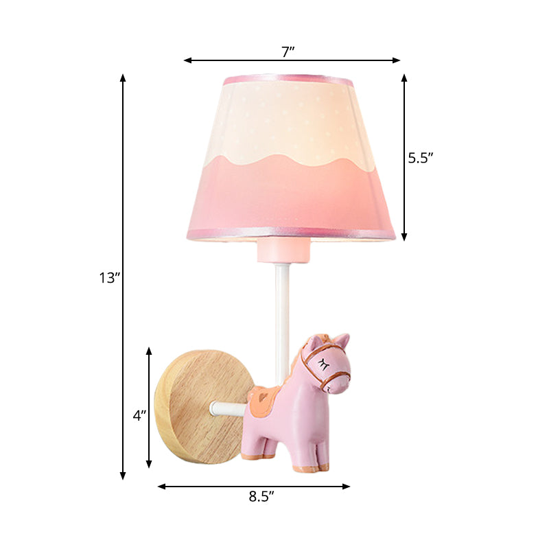 Avelena | Zeitgenössische Wandleuchte mit Konischer Shade Einzelne Licht Holz Wandlampe mit Tier für Teenager