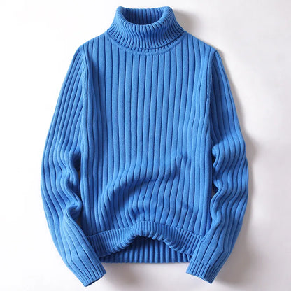 Avelena | Rollkragenpullover Mann Uni & Gestreift
