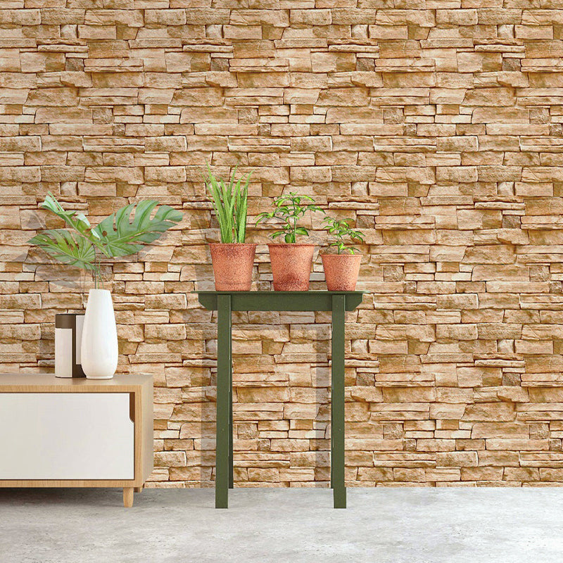Avelena | Braunes Ziegelmuster Tapetenrolle Bauhaus Cottage Wandkunst Zum Kleben für Das Wohnzimmer